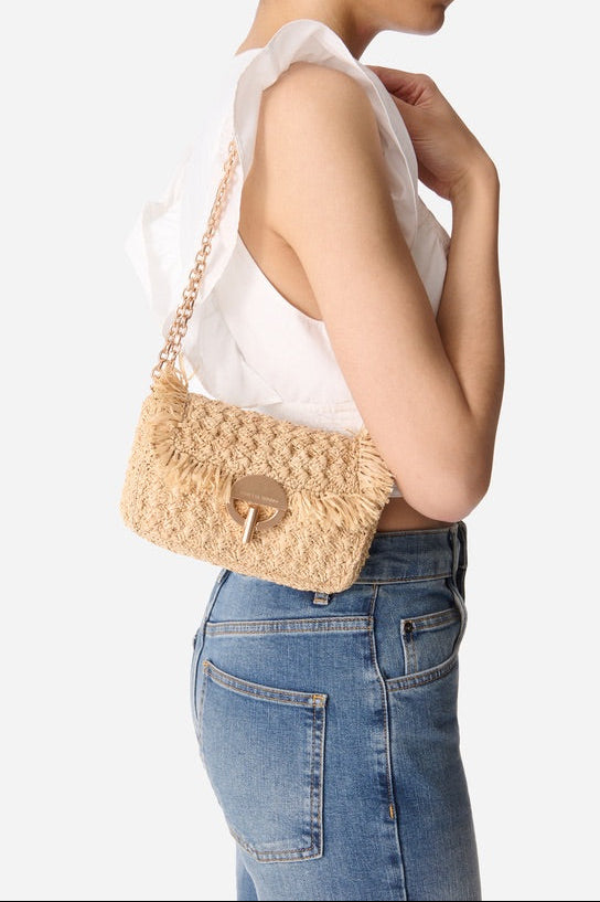 VANESSA BRUNO "Raffia Moon" Bag