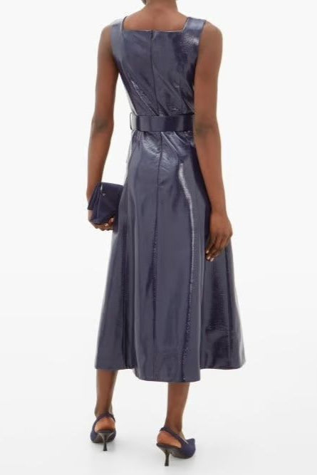 EMILIA WICKSTEAD "Petra Belted Patent Leather" Midi Dress