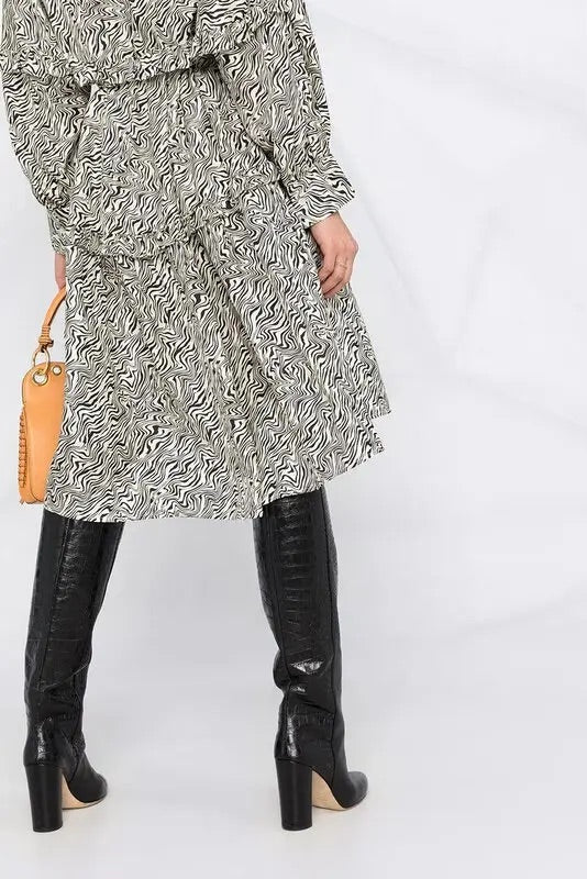 SANDRO "Salome Abstract Print" Midi Dress