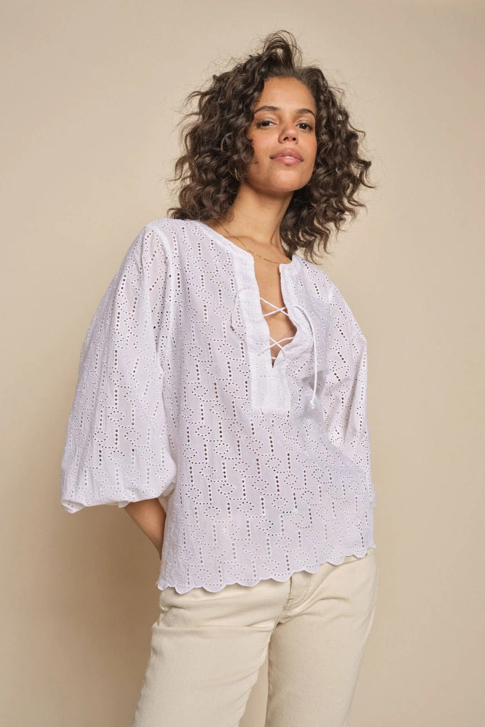 MOS MOSH "Anglaise" Tie Blouse
