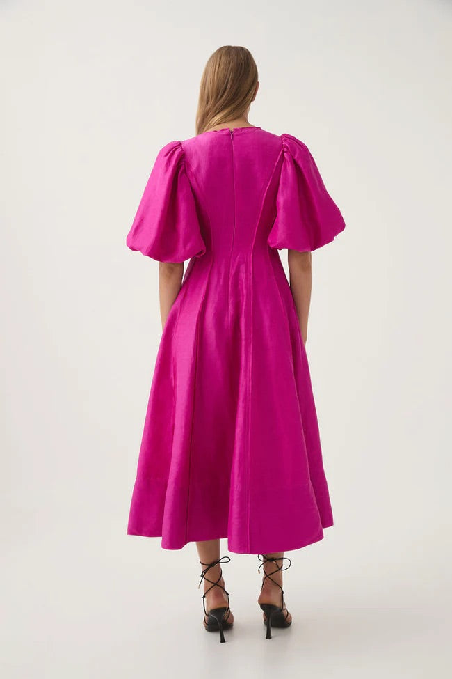 AJE "Dusk Puff Sleeve" Midi Dress