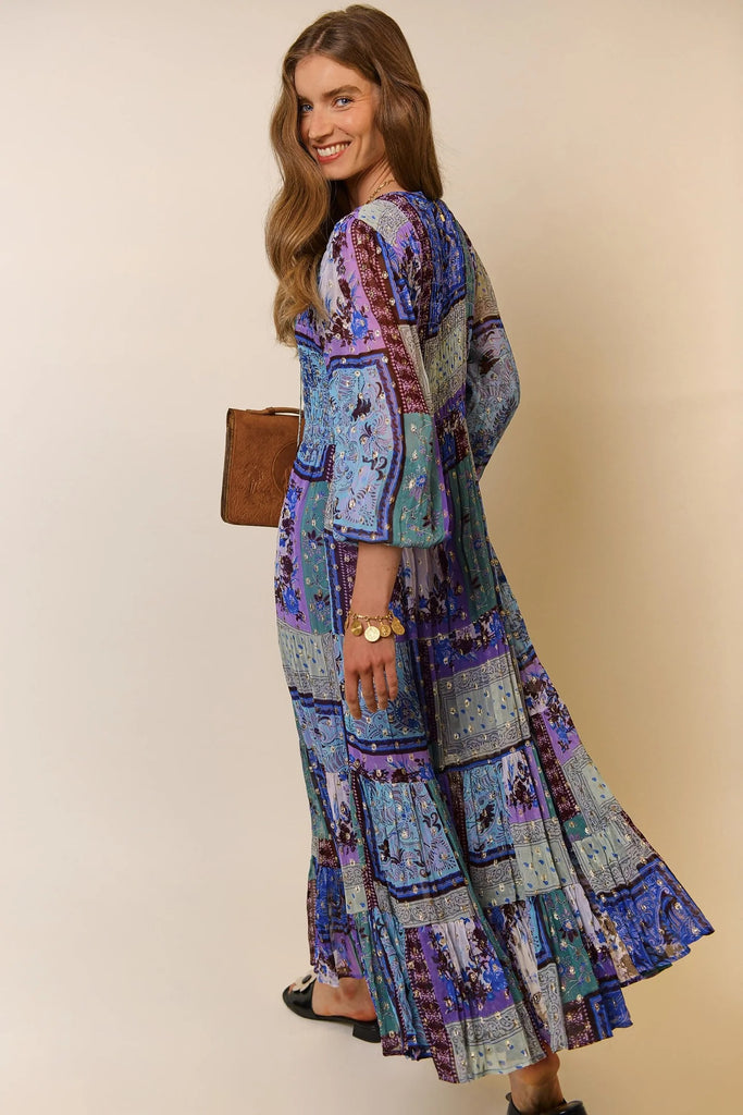 RIXO "Lori Metallic" Midi Dress