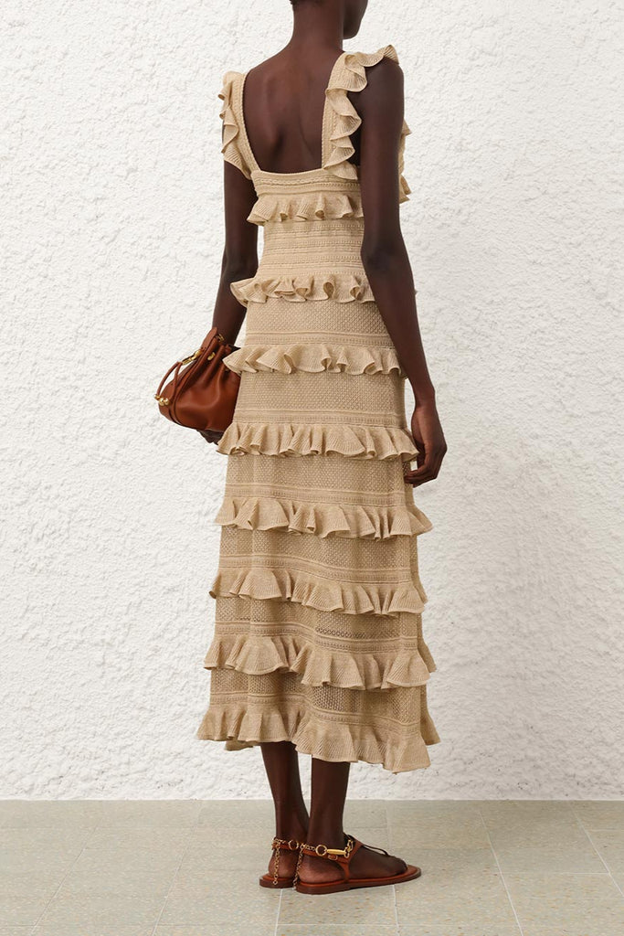 ZIMMERMANN "Waverly Illuminated" Ruffled Crochet Dress