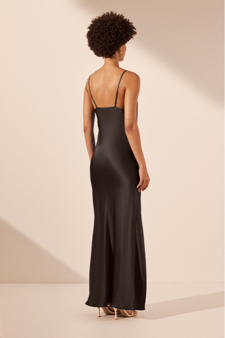 SHONA JOY "Leticia Silk Lace Split" Maxi Dress