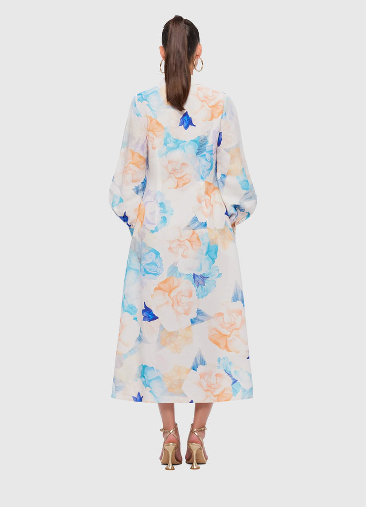 LEO LIN "Cecilia" Linen Midi Dress