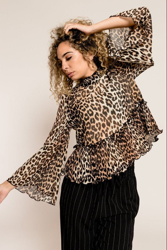 GANNI "Pleated" Georgette Blouse