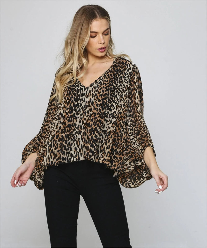 GANNI ""Pleated Leopard Print Georgette" Blouse