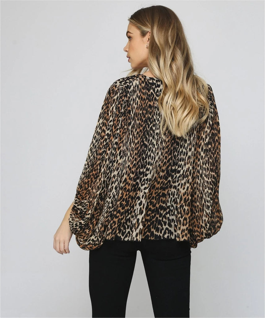 GANNI ""Pleated Leopard Print Georgette" Blouse