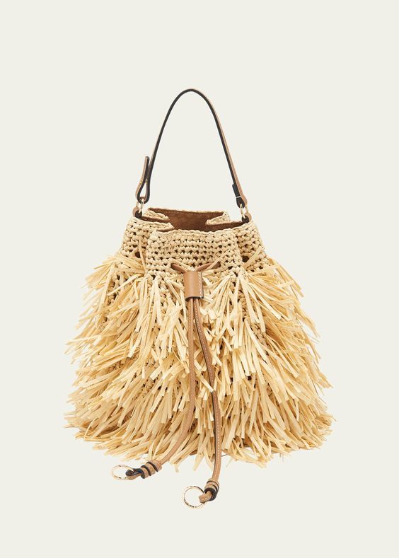 ULLA JOHNSON "Gigi" Fringe Drawstring Bag