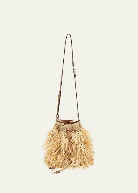 ULLA JOHNSON "Gigi" Fringe Drawstring Bag