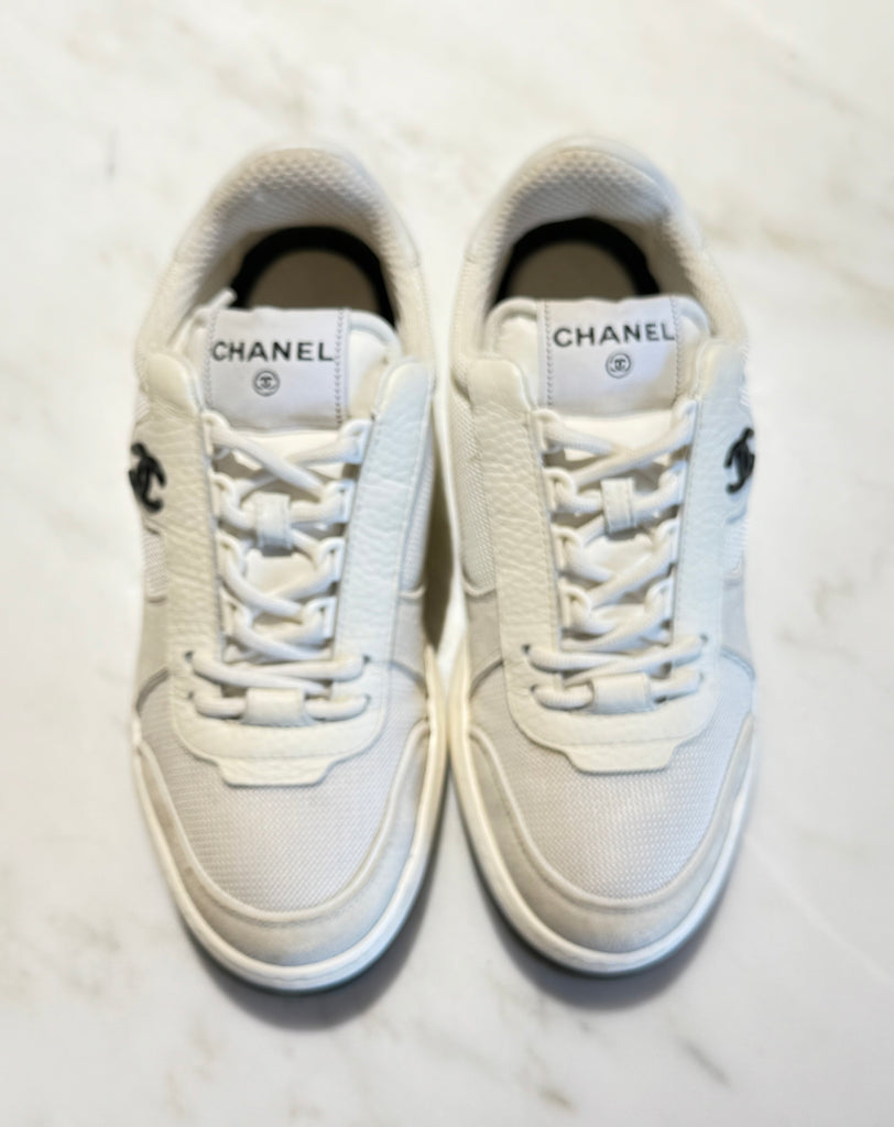 CHANEL "White mesh and suede low top" Sneakers