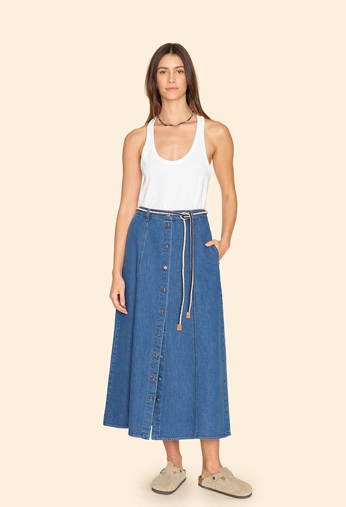 XiRENA 'Spence' Button Front Denim Skirt
