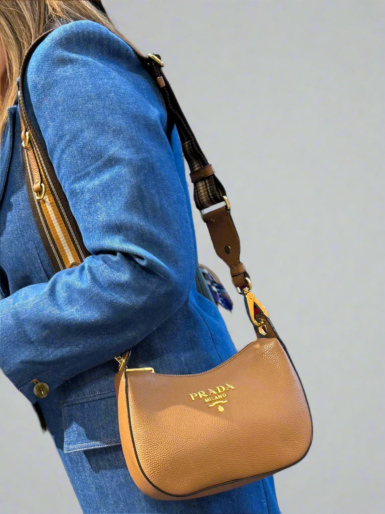 PRADA MILANO " Vitello Phenix Sacca Mini " Bag 24 cm W, 18 cm H ,6 cm D