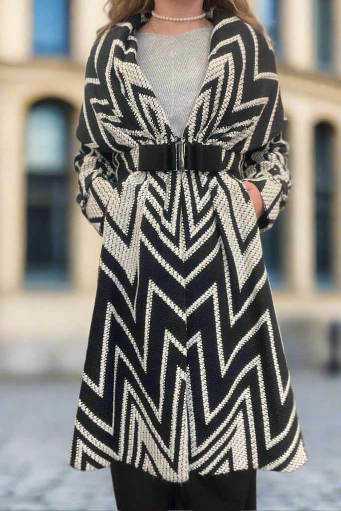 VALENTINO "Zig Zag Shawl Collar" Coat