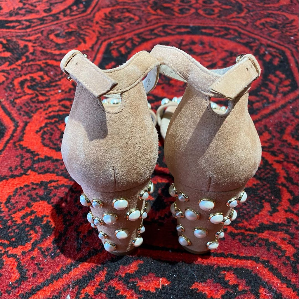 Stuart Weitzman "More Pearls Bisque" Sandals