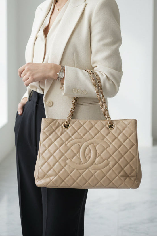 CHANEL "Caviar" Leather Grand Shopping Tote