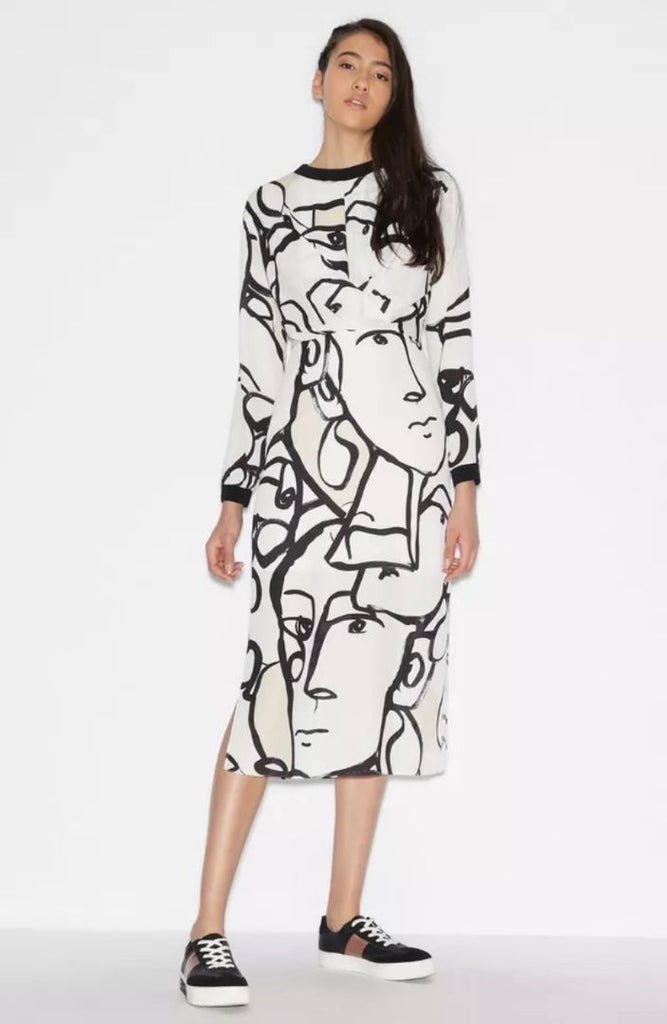 ARMANI EXCHANGE "All Over Face Print" Dress