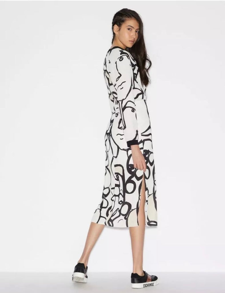 ARMANI EXCHANGE "All Over Face Print" Dress