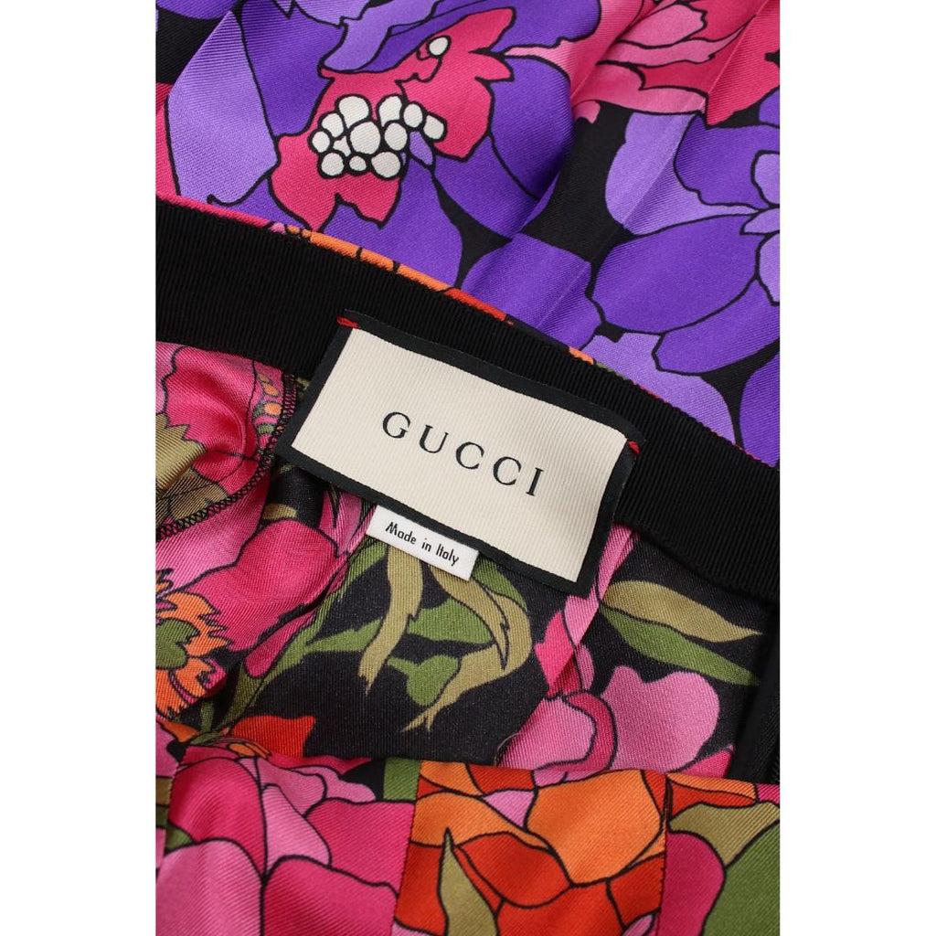 GUCCI "Floral Print" Twill Midi Skirt