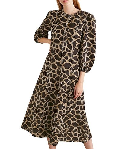 REBECCA VALLANCE "Acacia" Giraffe Print Midi Dress