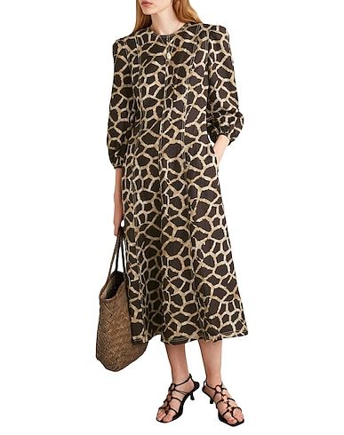 REBECCA VALLANCE "Acacia" Giraffe Print Midi Dress