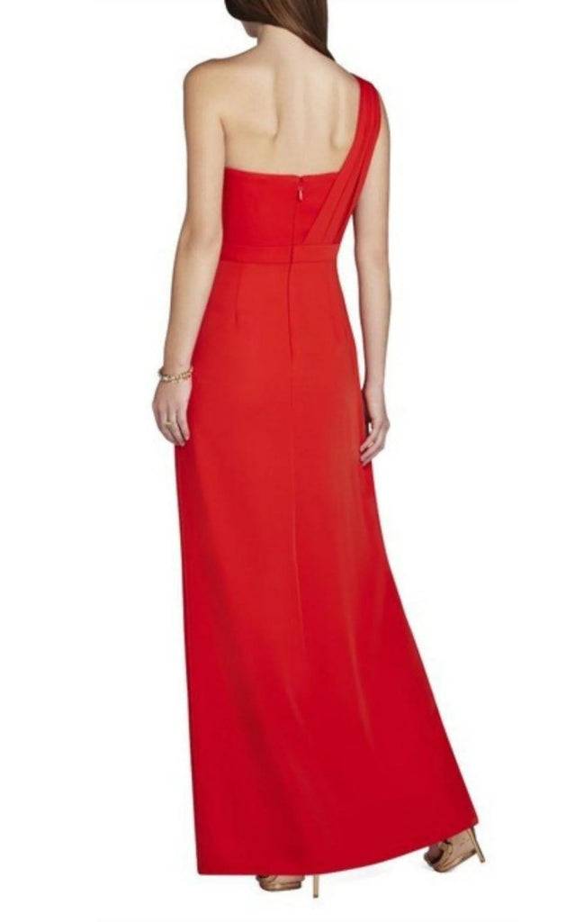 BCBG "Kristine One-Shoulder Peplum Gown" Dress