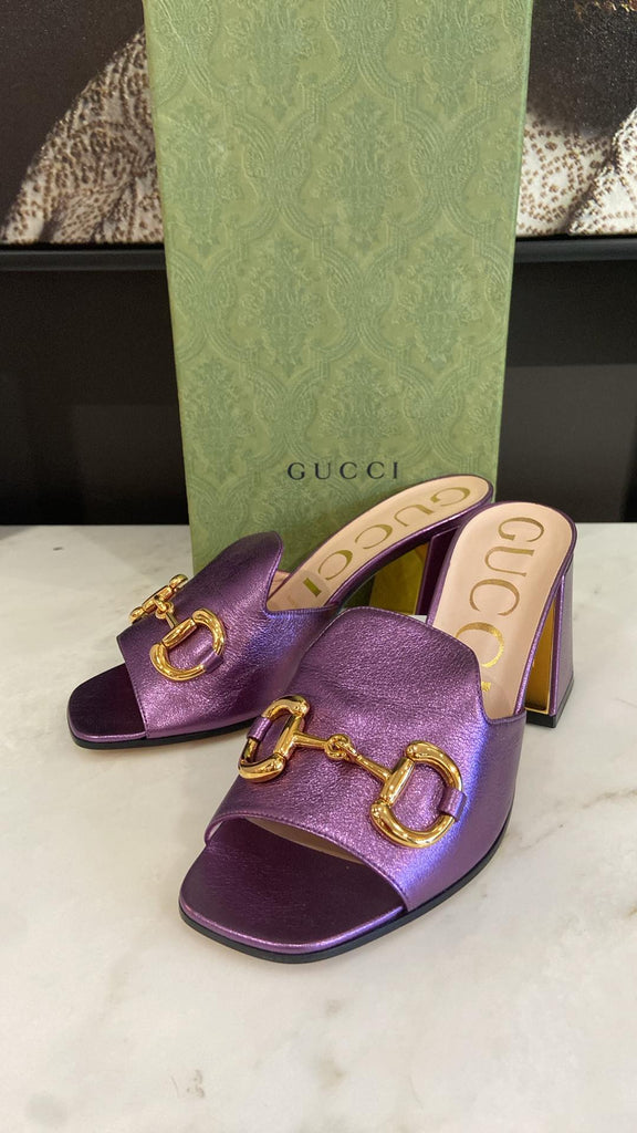 GUCCI "Baby Horsebit" Slide Sandals