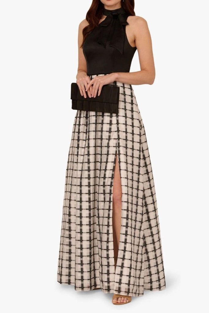 ADRIANNA PAPELL "Plaid Combo" Gown