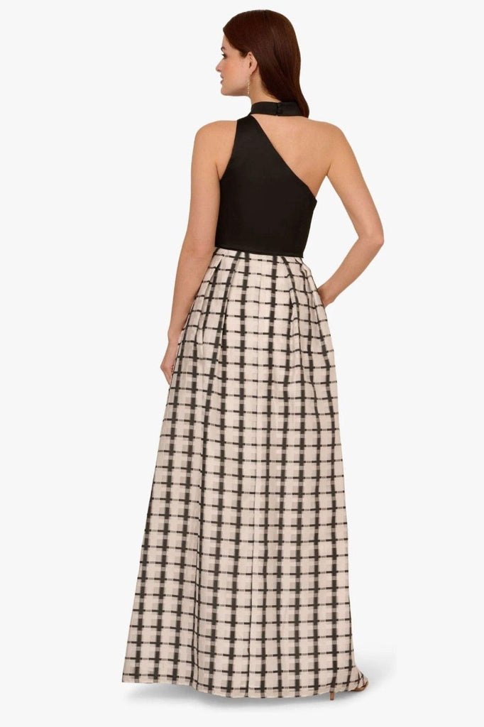 ADRIANNA PAPELL "Plaid Combo" Gown
