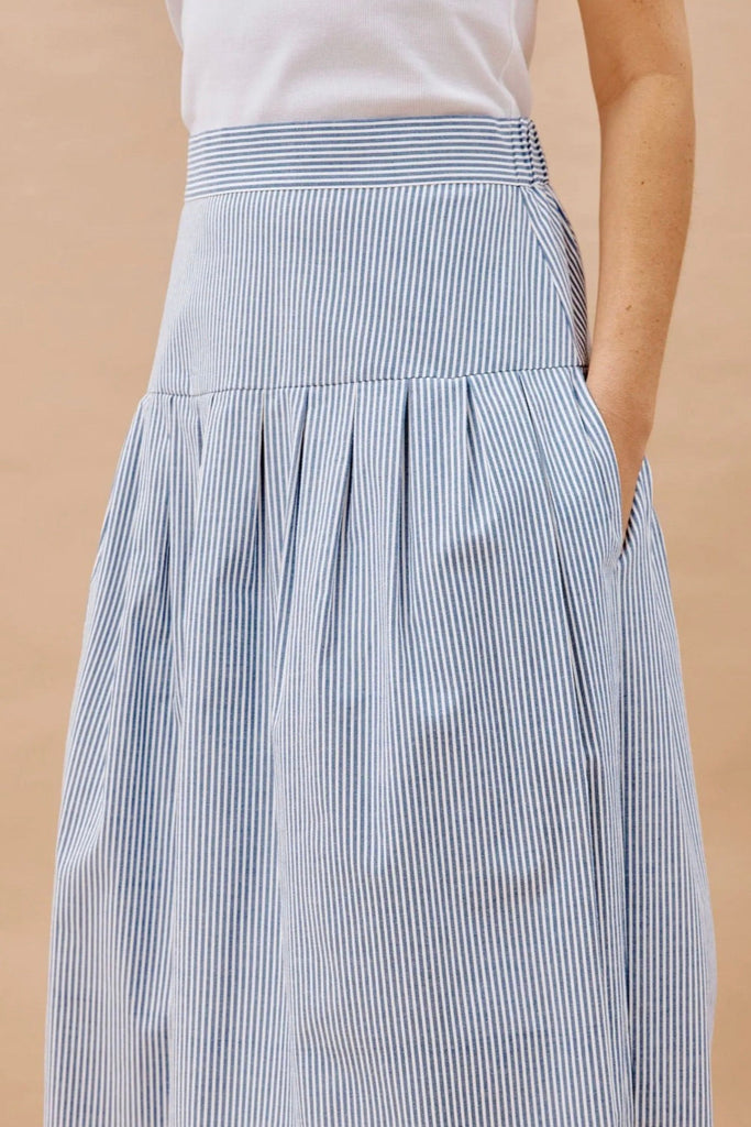 ALBARAY "Blue Stripe Drop Waist" Skirt