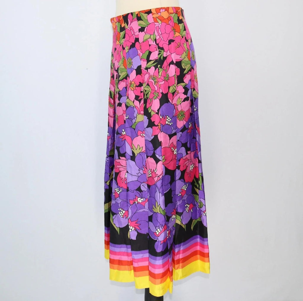 GUCCI "Floral Print" Twill Midi Skirt
