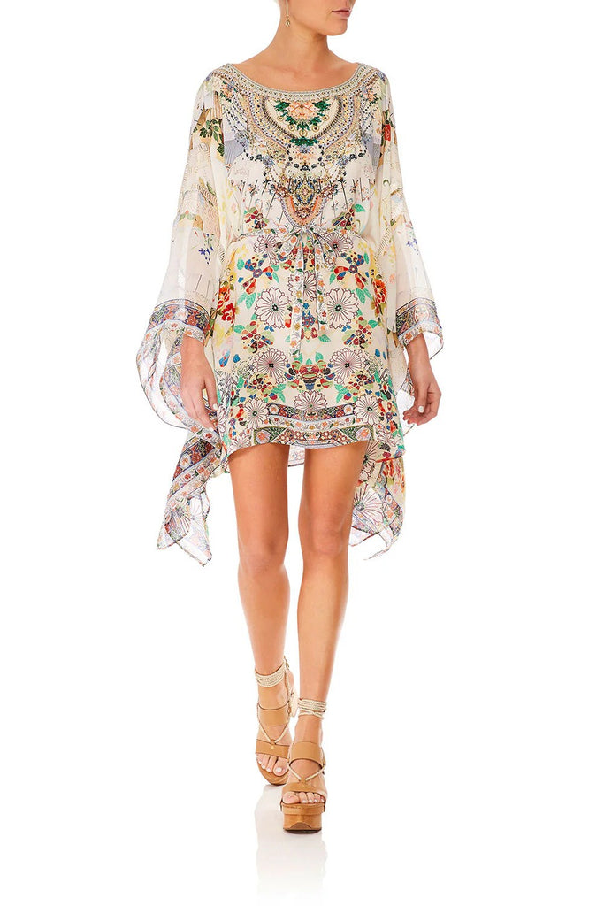 CAMILLA "Time after Time" Short Kaftan with Sheer Sleeve