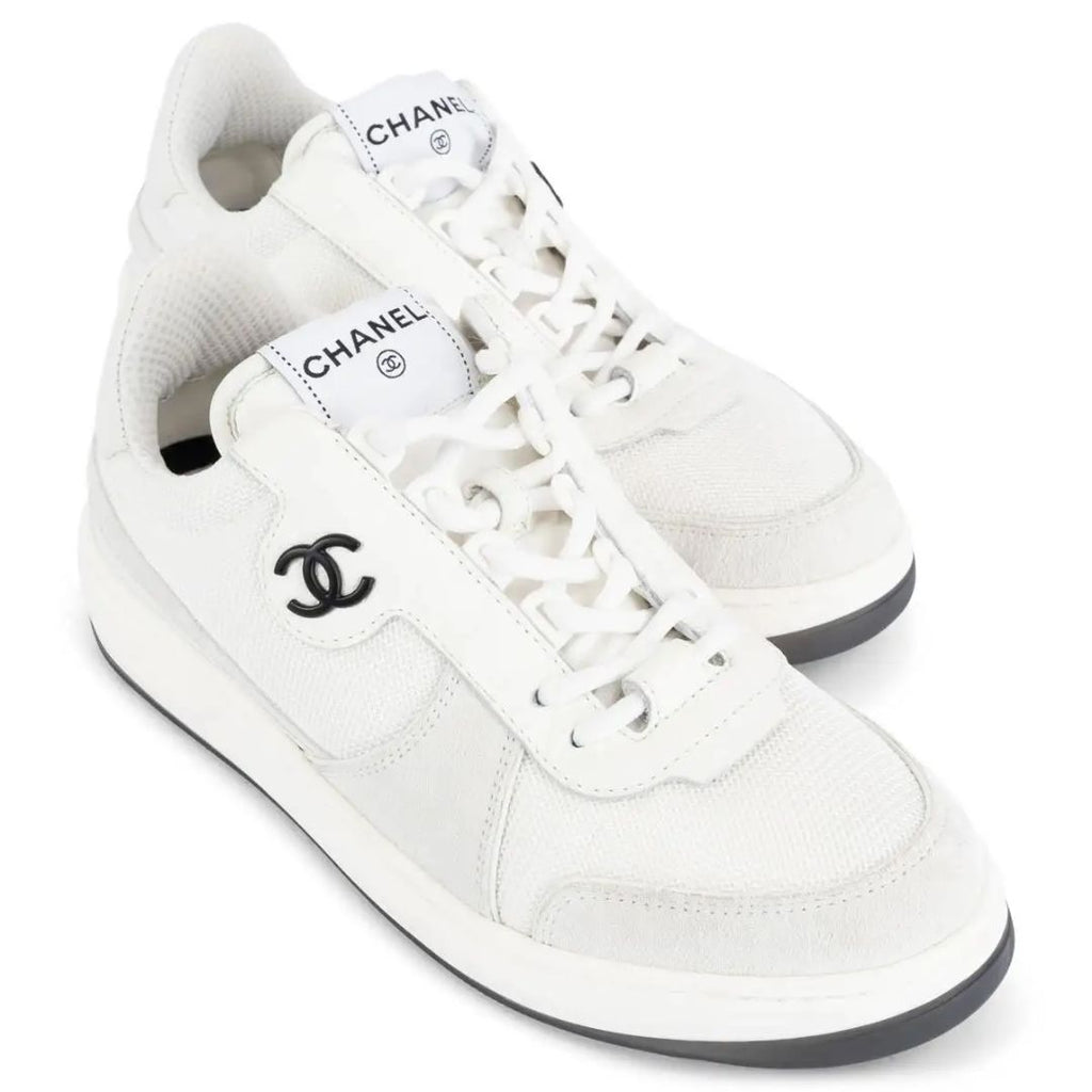 CHANEL "White mesh and suede low top" Sneakers