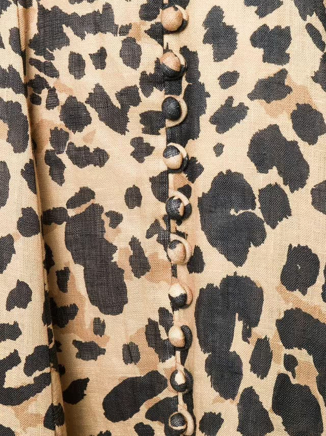 ZIMMERMANN "Veneto" Linen Leopard Skirt