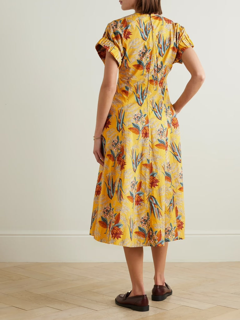 ULLA JOHNSON "Devon Floral-Print" Midi-Dress