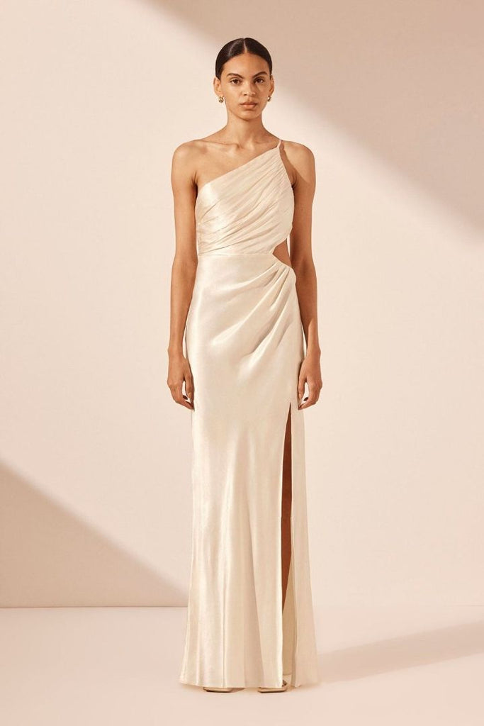 SHONA JOY 'La Lune Asymmetrical' Gathered Maxi Dress