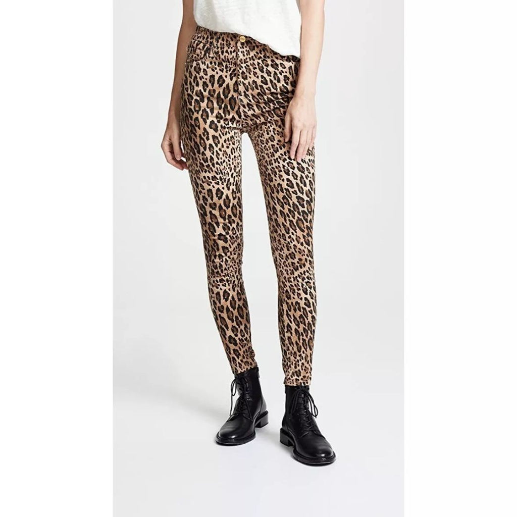 FRAME Leopard High Rise "Cigarette" Jeans