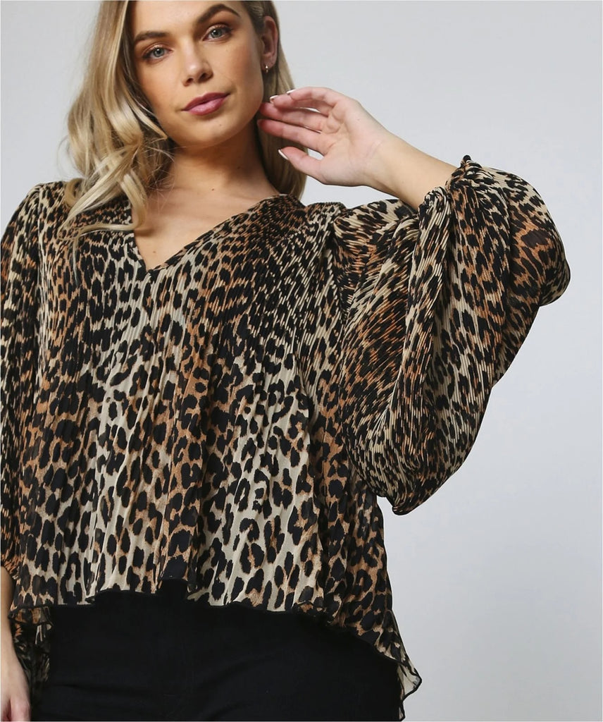 GANNI ""Pleated Leopard Print Georgette" Blouse