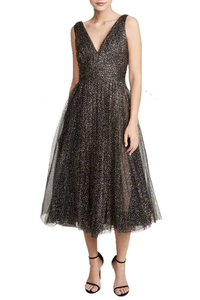 MARCHESA NOTTE "Glitter Tulle Tea" Dress