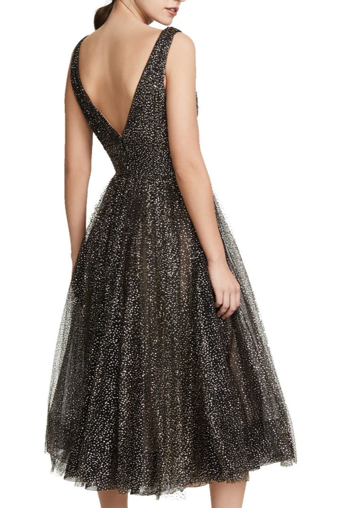 MARCHESA NOTTE "Glitter Tulle Tea" Dress