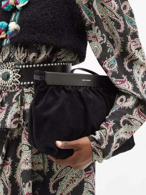 ISABEL MARANT "Luz Suede & Leather Clutch"  Handbag