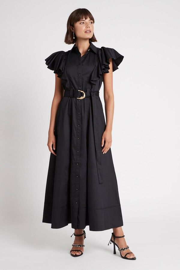 AJE "Kindred Frill Sleeve" Midi Dress