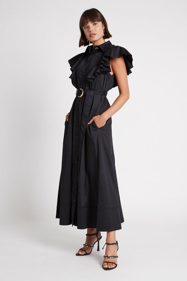 AJE "Kindred Frill Sleeve" Midi Dress