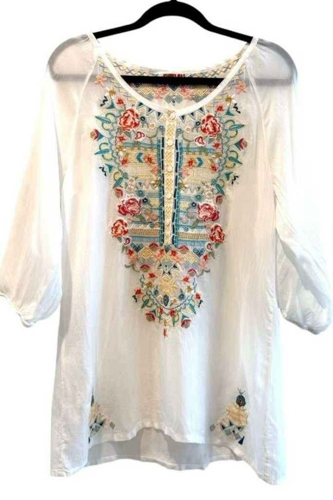 JOHNNY WAS "Embroidered Peasant" Blouse