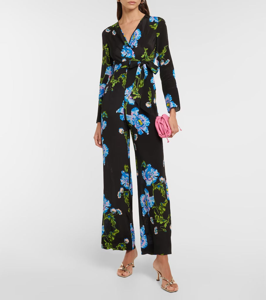 DIANE VON FURSTENBURG "Gulio" Printed Crêpe De Chine Jumpsuit