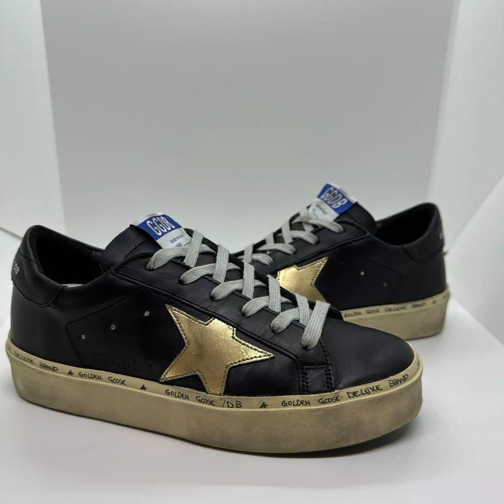 GOLDEN GOOSE Black Leather "Hi Star" Low Top Sneaker