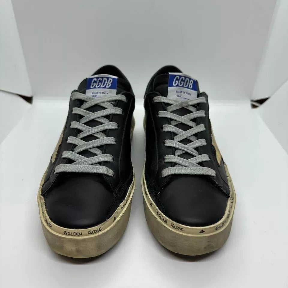 GOLDEN GOOSE Black Leather "Hi Star" Low Top Sneaker