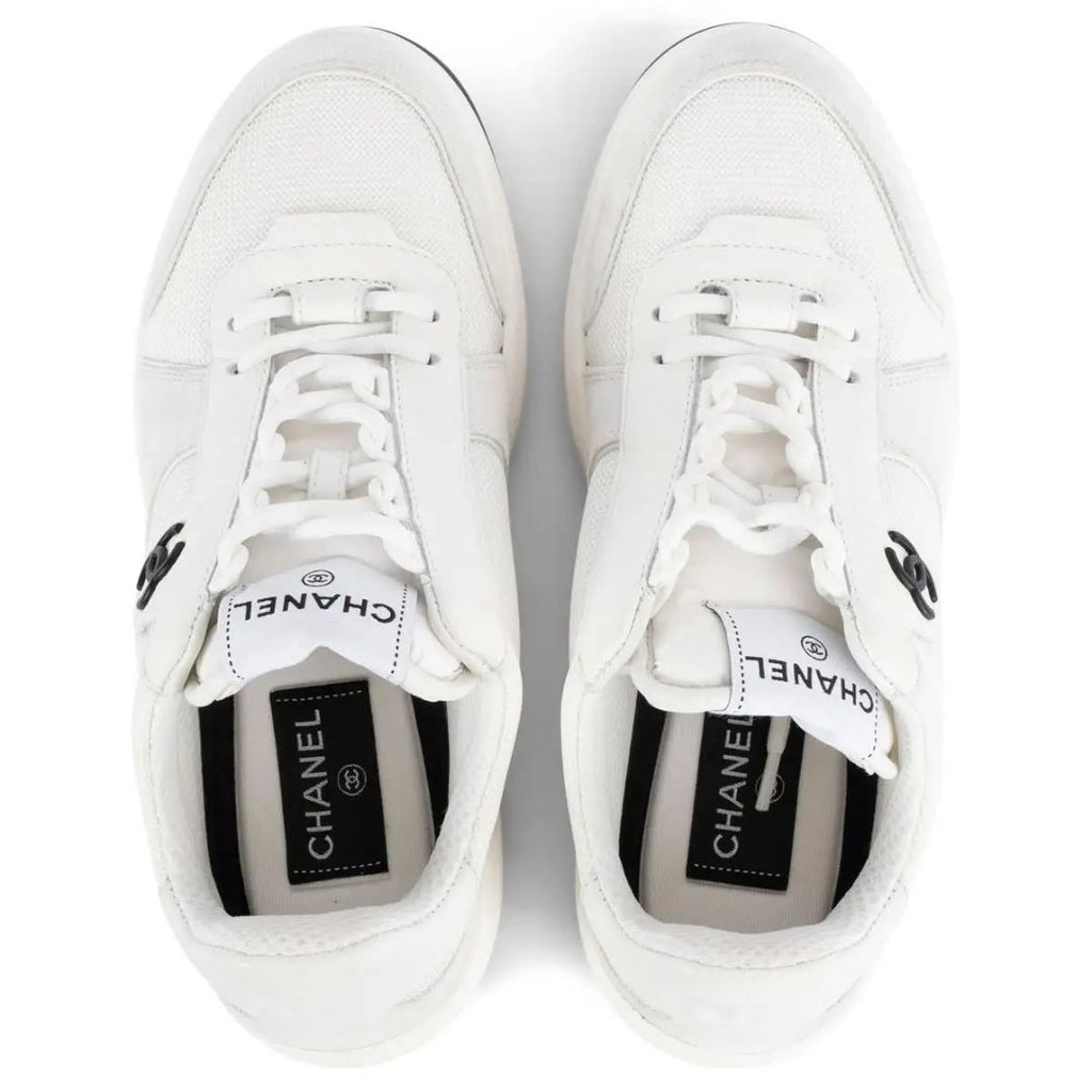 CHANEL "White mesh and suede low top" Sneakers