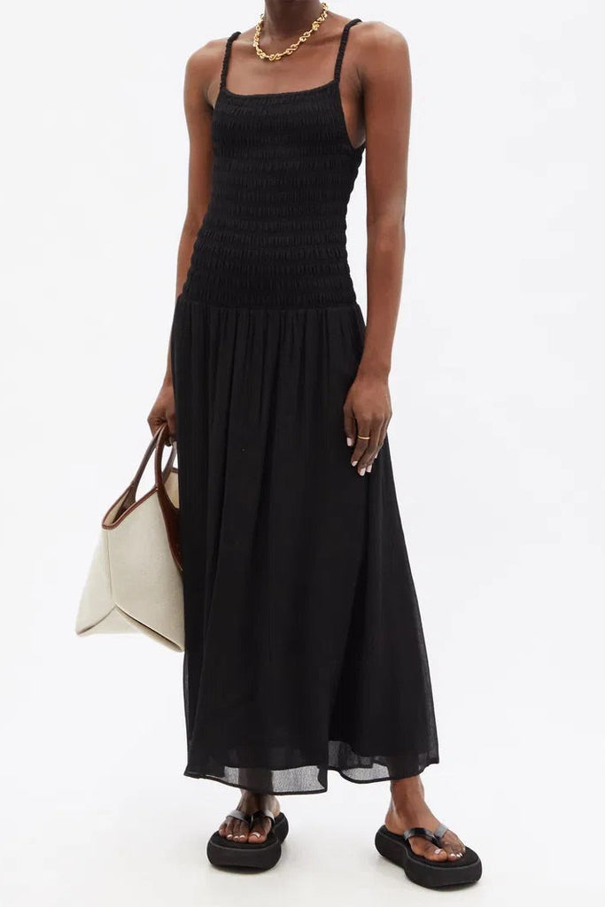 TOTEME "Smocked Crepe" Maxi Dress