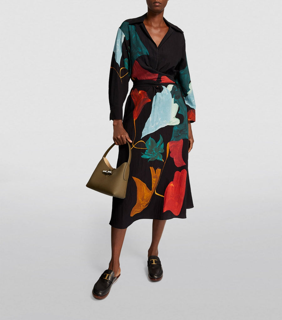 VINCE "Abstract Print" Tie Dress